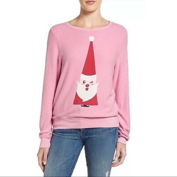 Wildfox Sweaters - 🎉Host Pick🎉WildFox Pink Winking Santa Jingle Man